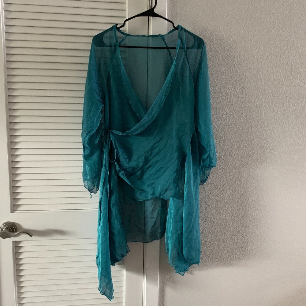 幽兰记纱衣 Women Chinese Classical Dance Gauze / Sheer Mesh Top, Size M